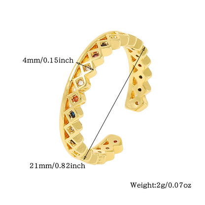 Simple Style Solid Color Copper Plating Inlay Artificial Pearls Zircon Open Rings