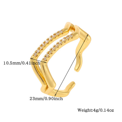 Simple Style Solid Color Copper Plating Inlay Artificial Pearls Zircon Open Rings