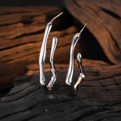 1 Pair Casual U Shape Plating Sterling Silver White Gold Plated Ear Studs