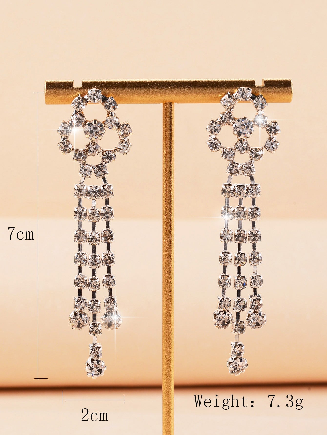 1 Pair Shiny Flower Tassel Inlay Copper Zircon Drop Earrings