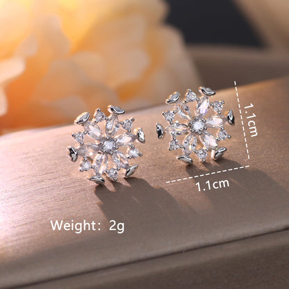 1 Pair Elegant Shiny Fruit Heart Shape Snowflake Plating Inlay Copper Artificial Pearls Artificial Diamond Silver Plated Drop Earrings Ear Studs