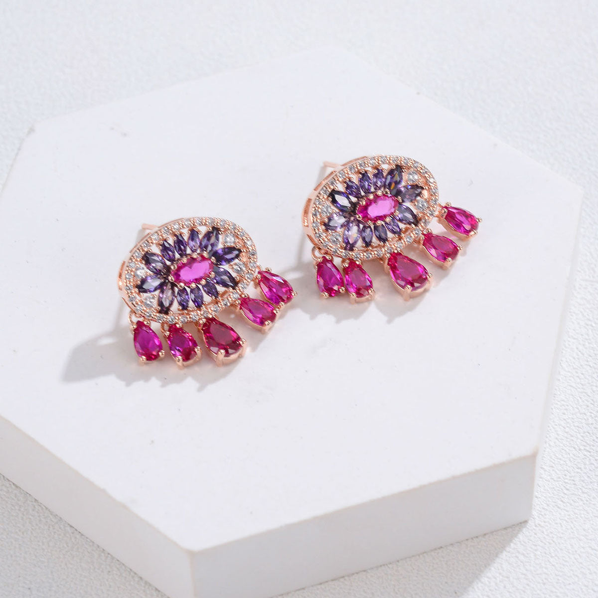 1 Pair Ig Style Shiny Oval Water Droplets Plating Inlay Copper Zircon Gold Plated Drop Earrings