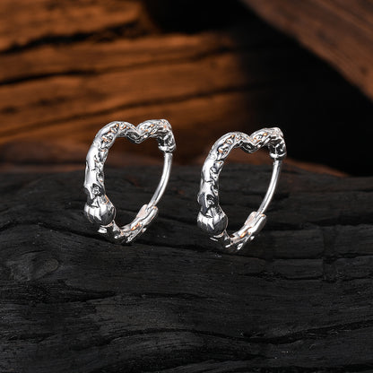 1 Pair Casual Heart Shape Plating Pleated Sterling Silver 24k Gold Plated White Gold Plated Earrings