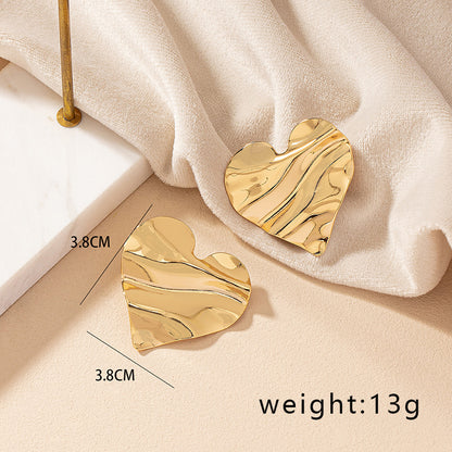 1 Pair Ig Style Retro Commute Heart Shape Plating Alloy Gold Plated Ear Studs