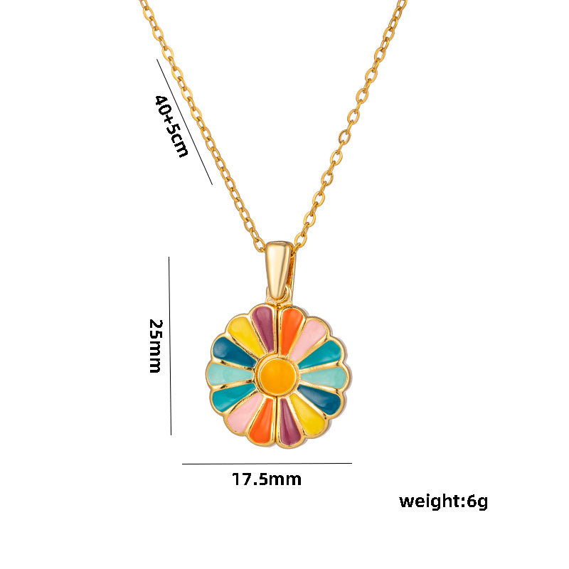 Cute Daisy Steel Enamel Titanium Steel 18k Gold Plated Women's Pendant Necklace