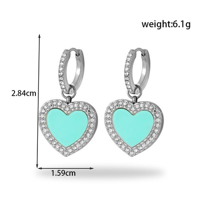 1 Pair Vintage Style French Style Simple Style Heart Shape Plating Inlay Stainless Steel Zircon 18k Gold Plated Drop Earrings