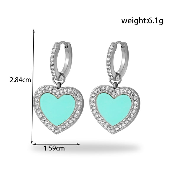 1 Pair Vintage Style French Style Simple Style Heart Shape Plating Inlay Stainless Steel Zircon 18k Gold Plated Drop Earrings