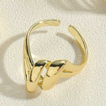 Simple Style Classic Style Bow Knot Copper 14k Gold Plated Open Rings