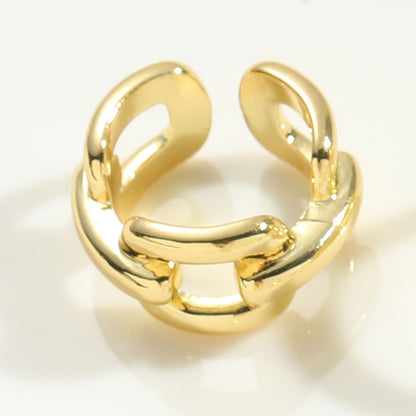 Simple Style Geometric Copper Twist 14k Gold Plated Open Rings