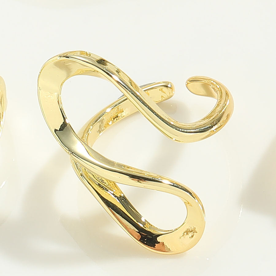 Simple Style Geometric Copper Twist 14k Gold Plated Open Rings