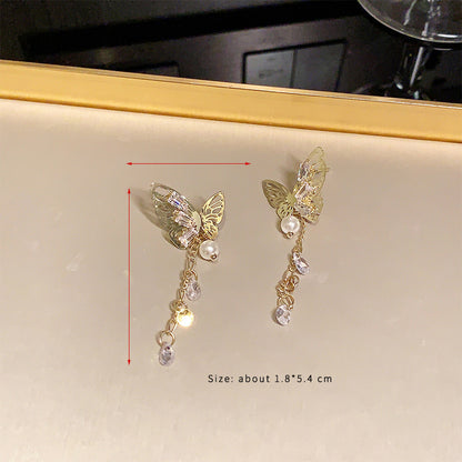 1 Pair Sweet Butterfly Plating Inlay Alloy Zircon 14k Gold Plated Drop Earrings