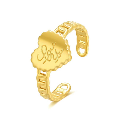 Casual French Style Leaf Stainless Steel Plating 18k Gold Plated Open Rings