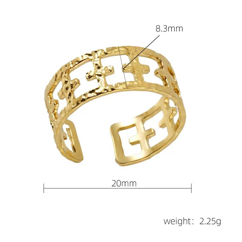 Casual French Style Leaf Stainless Steel Plating 18k Gold Plated Open Rings