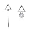 1 Pair Simple Style Triangle Shell Asymmetrical Plating Inlay Copper Pearl White Gold Plated Drop Earrings