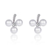 1 Pair Simple Style Round Plating Inlay Copper Artificial Pearls Zircon White Gold Plated Ear Studs