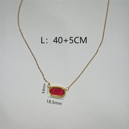 Simple Style Oval Stainless Steel Plating Inlay Zircon 18k Gold Plated Necklace