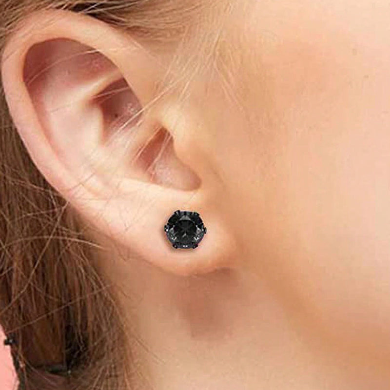 6 Pairs Casual Elegant Round Inlay Stainless Steel Zircon Gold Plated Ear Studs