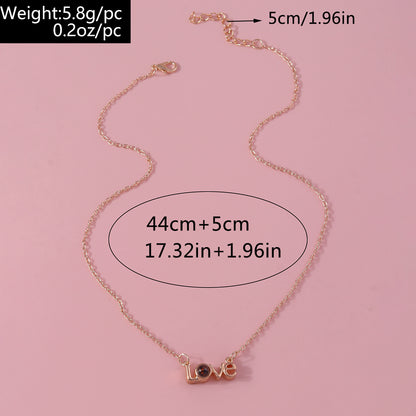 Romantic Simple Style Letter Number Heart Shape Zinc Alloy Plating Inlay Rhinestones Women's Pendant Necklace