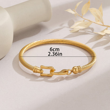 Simple Style Letter Stainless Steel 18k Gold Plated Bangle