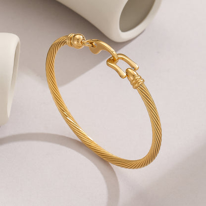 Simple Style Letter Stainless Steel 18k Gold Plated Bangle