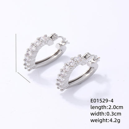 1 Pair Ig Style Simple Style Heart Shape Plating Inlay Copper Zircon White Gold Plated Gold Plated Earrings