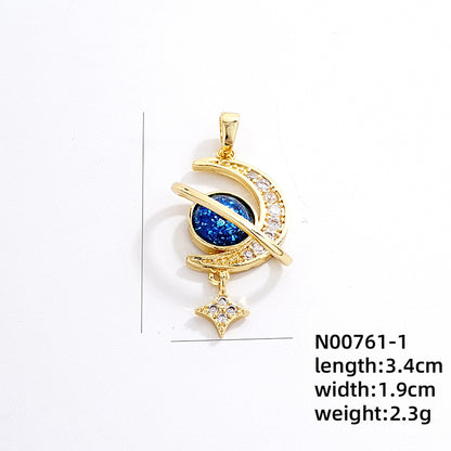 Ig Style Simple Style Universe Starry Sky Stainless Steel Copper Plating Inlay Zircon Gold Plated Charms Necklace