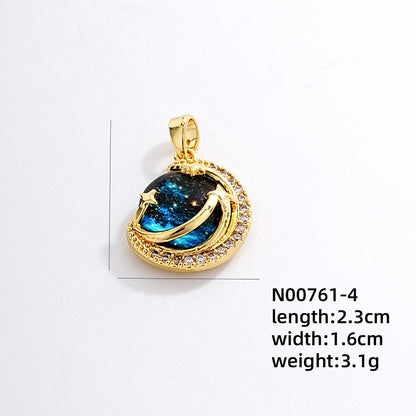 Ig Style Simple Style Universe Starry Sky Stainless Steel Copper Plating Inlay Zircon Gold Plated Charms Necklace