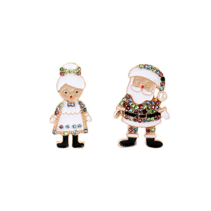 1 Pair Cartoon Style Christmas Santa Claus Plating Inlay Alloy Rhinestones Ear Studs