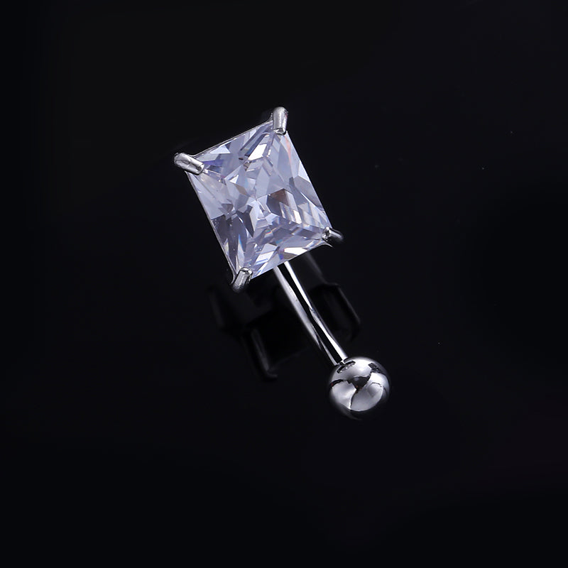 Sexy Square Stainless Steel Zircon Belly Ring In Bulk