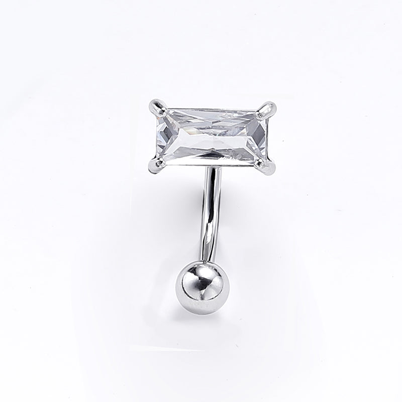 Sexy Square Stainless Steel Zircon Belly Ring In Bulk