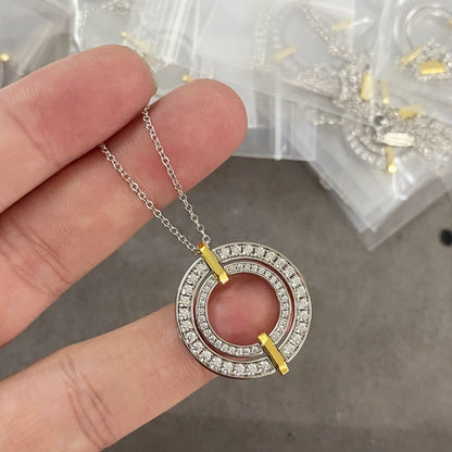 Simple Style Circle Copper Plating Inlay Zircon 18k Gold Plated Necklace