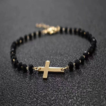 Casual Simple Style Cross Four Leaf Clover Star Alloy Beaded Plating Unisex Bracelets