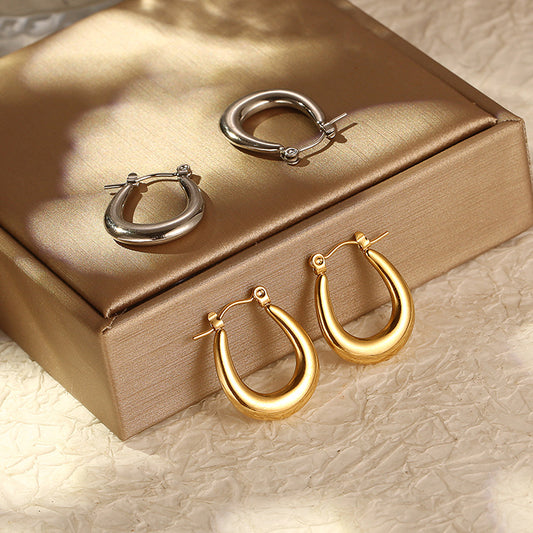 1 Pair Simple Style U Shape Plating Stainless Steel Gold Plated Earrings