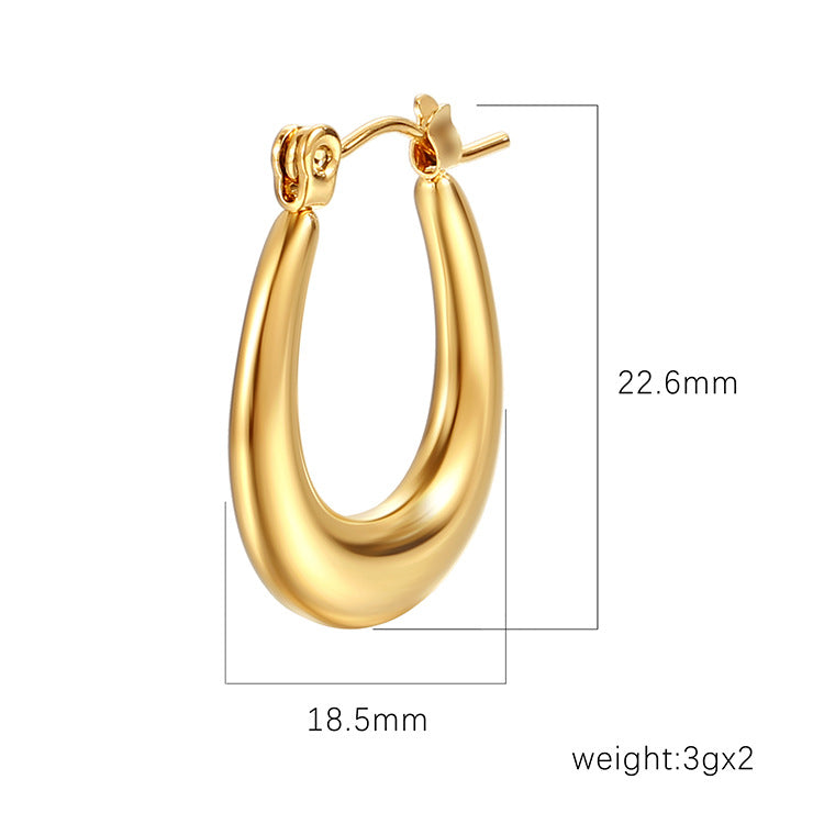 1 Pair Simple Style U Shape Plating Stainless Steel Gold Plated Earrings