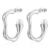 1 Pair Simple Style Classic Style Solid Color Inlay Stainless Steel Pearl Earrings