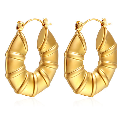 1 Pair Simple Style Classic Style Solid Color Plating Stainless Steel Gold Plated Earrings