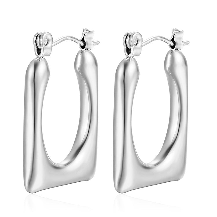 1 Pair Simple Style Classic Style Solid Color Plating Stainless Steel Gold Plated Earrings