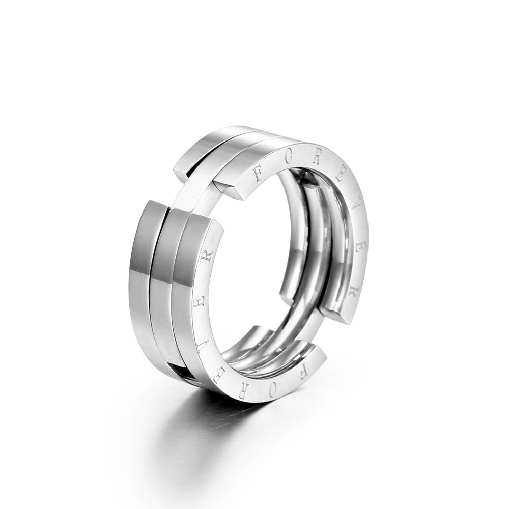 Simple Style Geometric Titanium Steel Polishing Rings