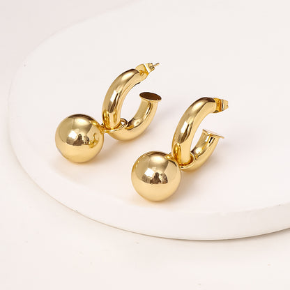 1 Pair Casual Ball Plating Copper Drop Earrings