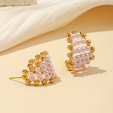 1 Pair Simple Style Color Block Inlay Copper Zircon Ear Studs