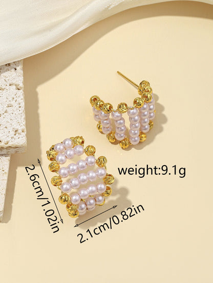 1 Pair Simple Style Color Block Inlay Copper Zircon Ear Studs