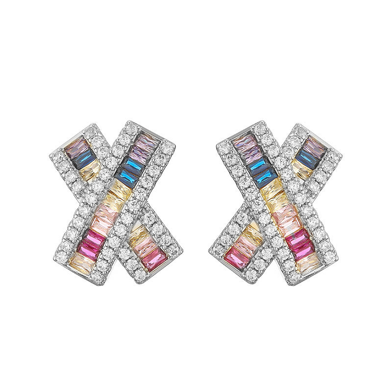 1 Pair Elegant Luxurious Color Block Plating Inlay Copper Zircon 18k Gold Plated Ear Studs