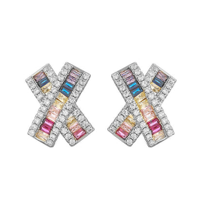 1 Pair Elegant Luxurious Color Block Plating Inlay Copper Zircon 18k Gold Plated Ear Studs