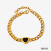 Simple Style Heart Shape Stainless Steel Inlay Zircon Bracelets Earrings Necklace