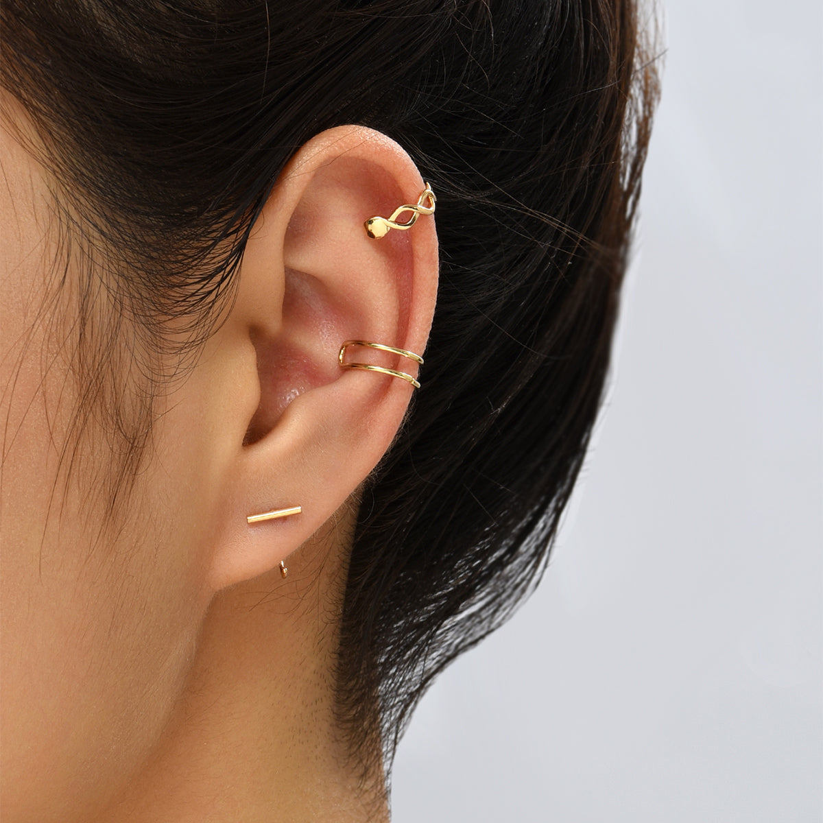 3 Pieces Simple Style Solid Color Copper Ear Cuffs