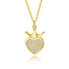 Lady Heart Shape Crown Sterling Silver Plating Inlay Zircon Pendant Necklace