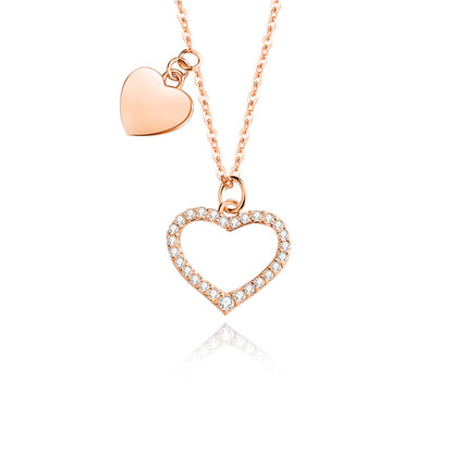 Elegant Simple Style Heart Shape Sterling Silver Plating Inlay Zircon Pendant Necklace