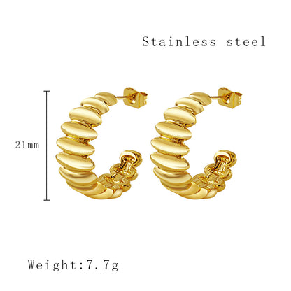 1 Pair Simple Style C Shape Plating Stainless Steel Titanium Steel 18k Gold Plated Earrings