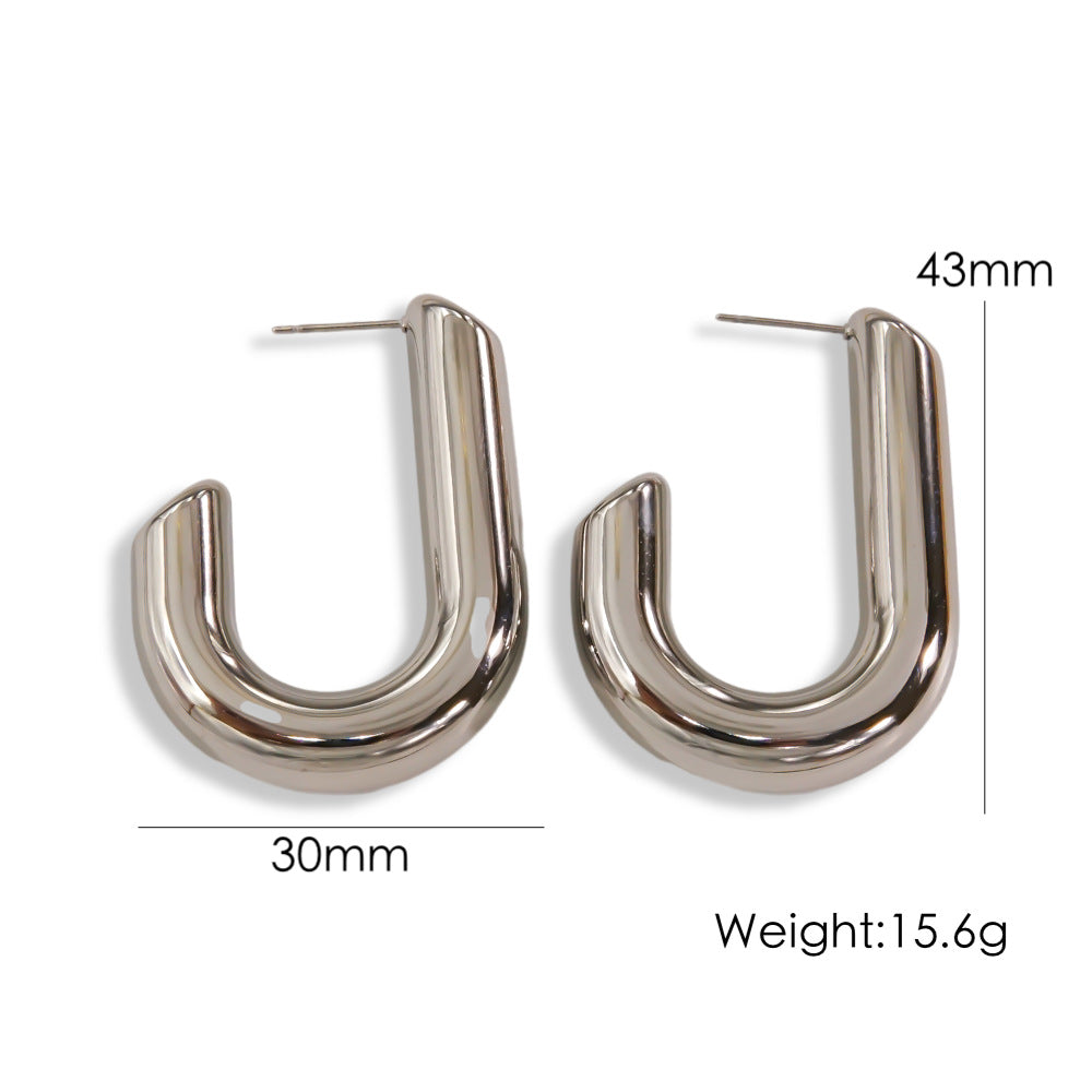 1 Pair Simple Style Solid Color Plating Titanium Steel Gold Plated Ear Studs