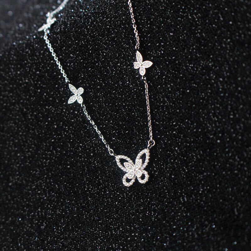 Simple Style Butterfly Sterling Silver Plating Inlay Zircon Gold Plated Silver Plated Necklace